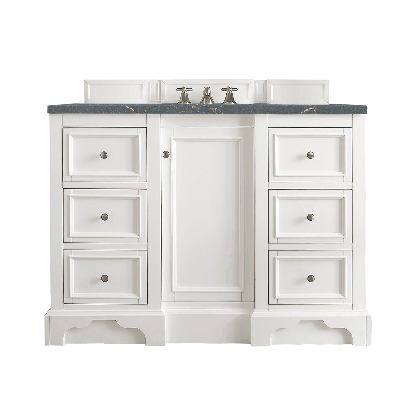 James Martin De Soto 48" Single Bathroom Vanity, Bright White with Parisien Bleu countertop