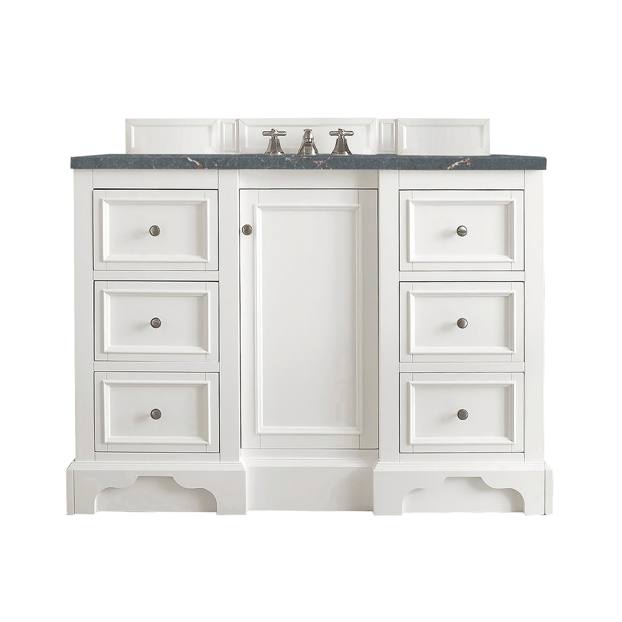 James Martin De Soto 48" Single Bathroom Vanity, Bright White with Parisien Bleu countertop