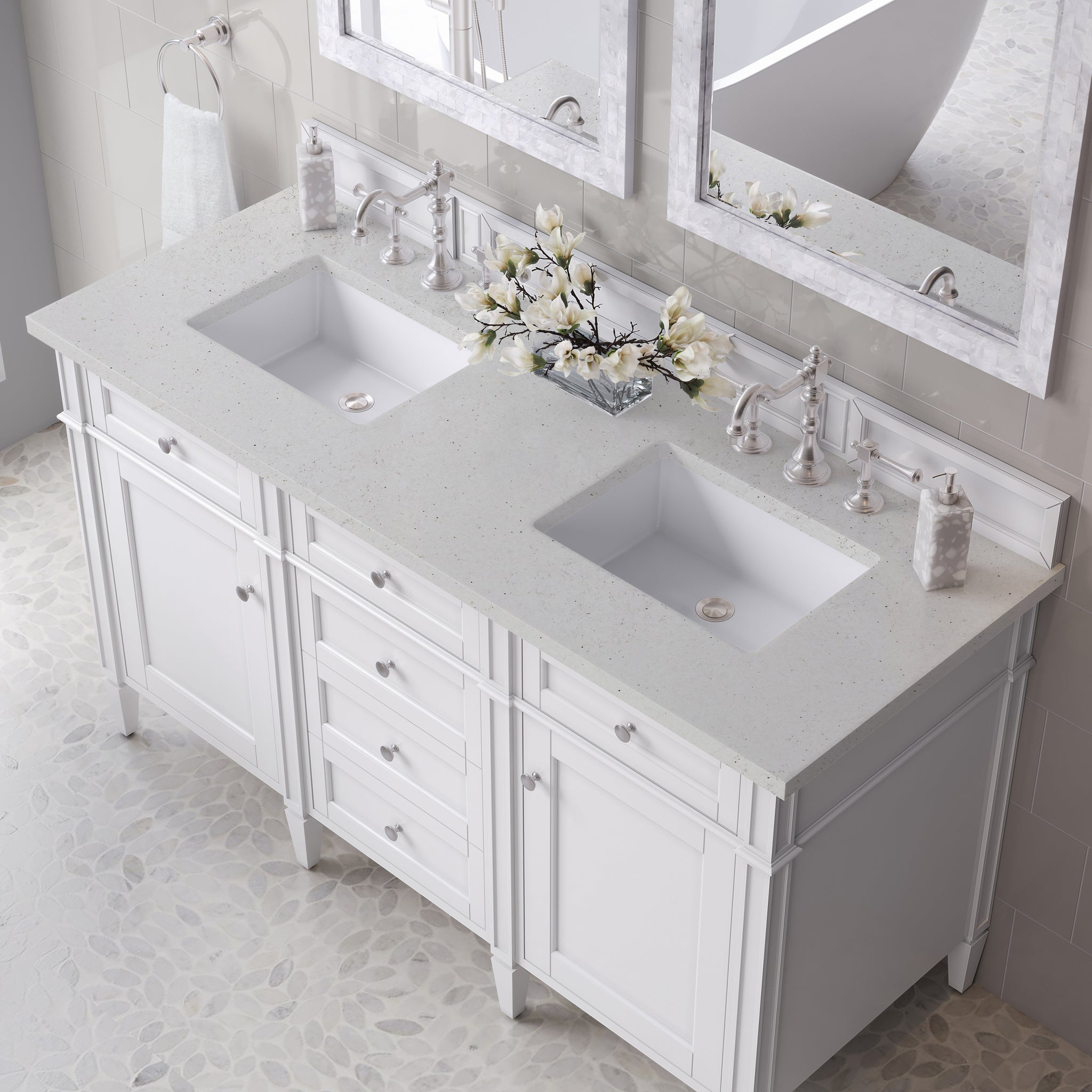 James Martin Brittany 60" Double Bathroom Vanity, Bright White, view 22