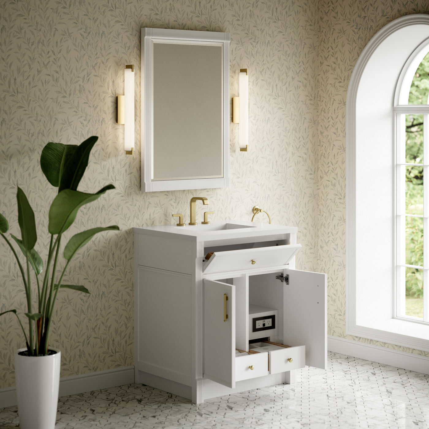 James Martin Bellshire 30" Single Bathroom Vanity, Bright White, view 33