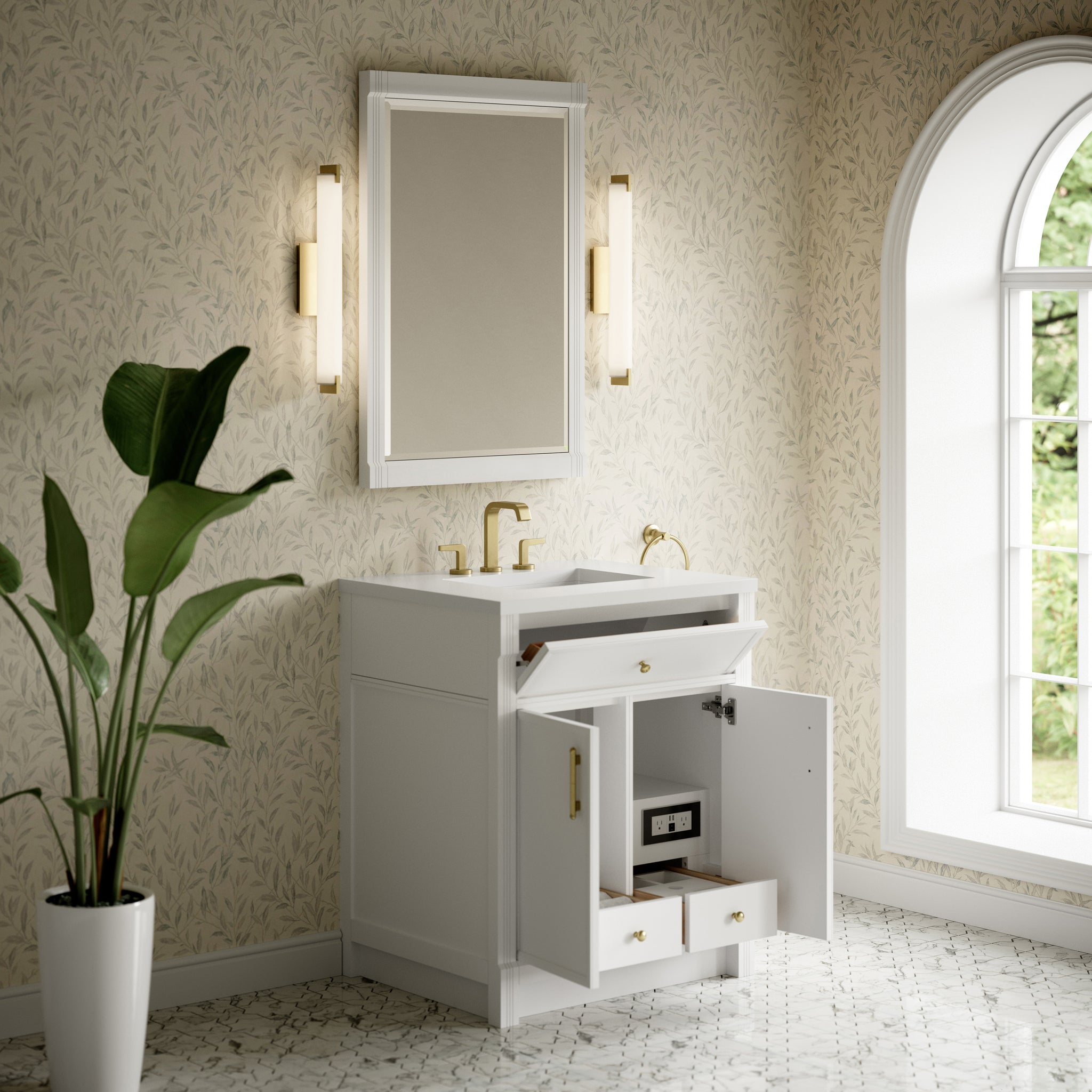 James Martin Bellshire 30" Single Bathroom Vanity, Bright White, view 33