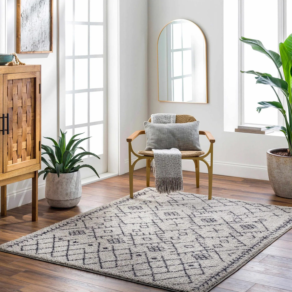 Elyes Gray Washable Area Rug - Clearance, installed in a room