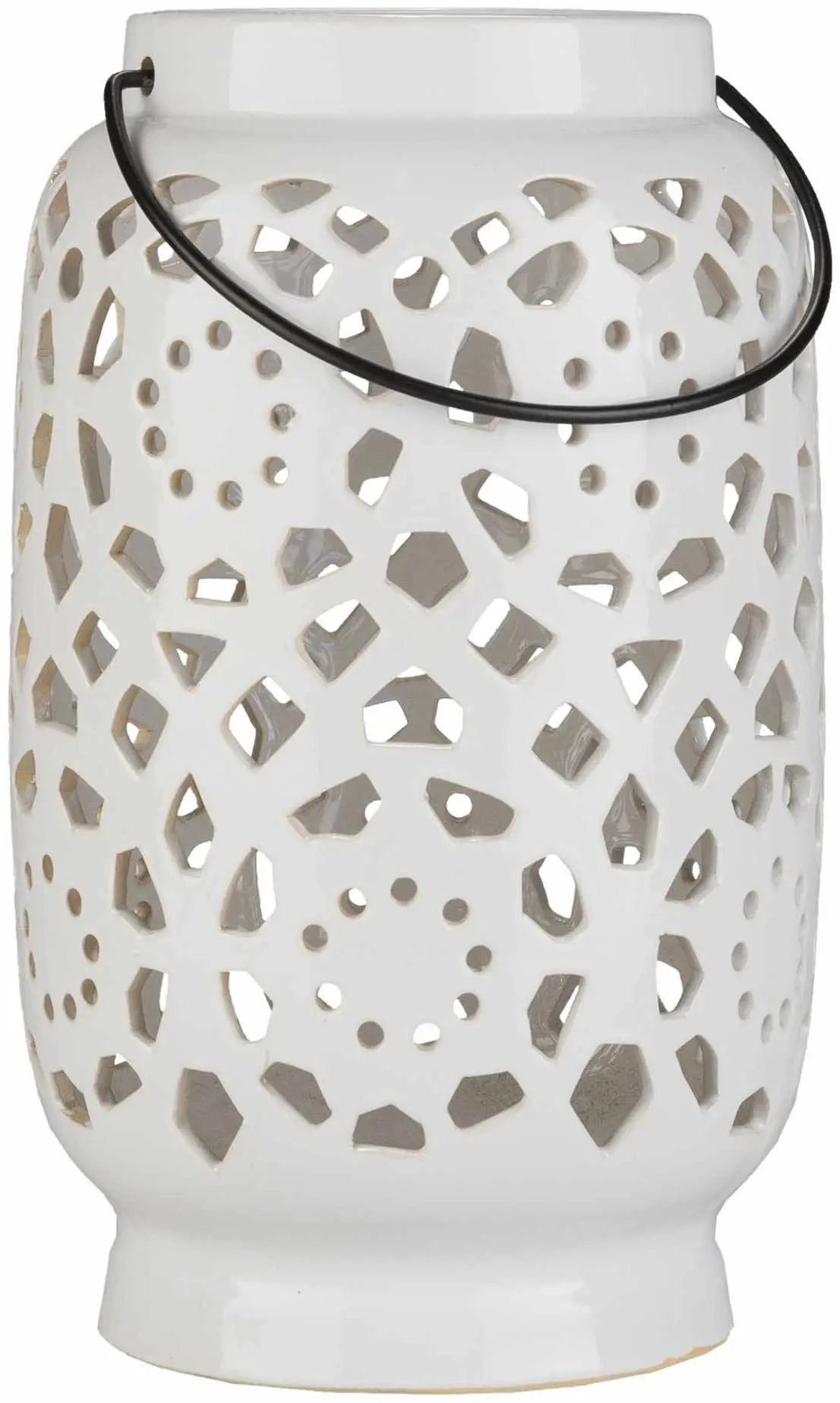 Sloughhouse White Ceramic Outdoor Lantern by Boutique Rugs