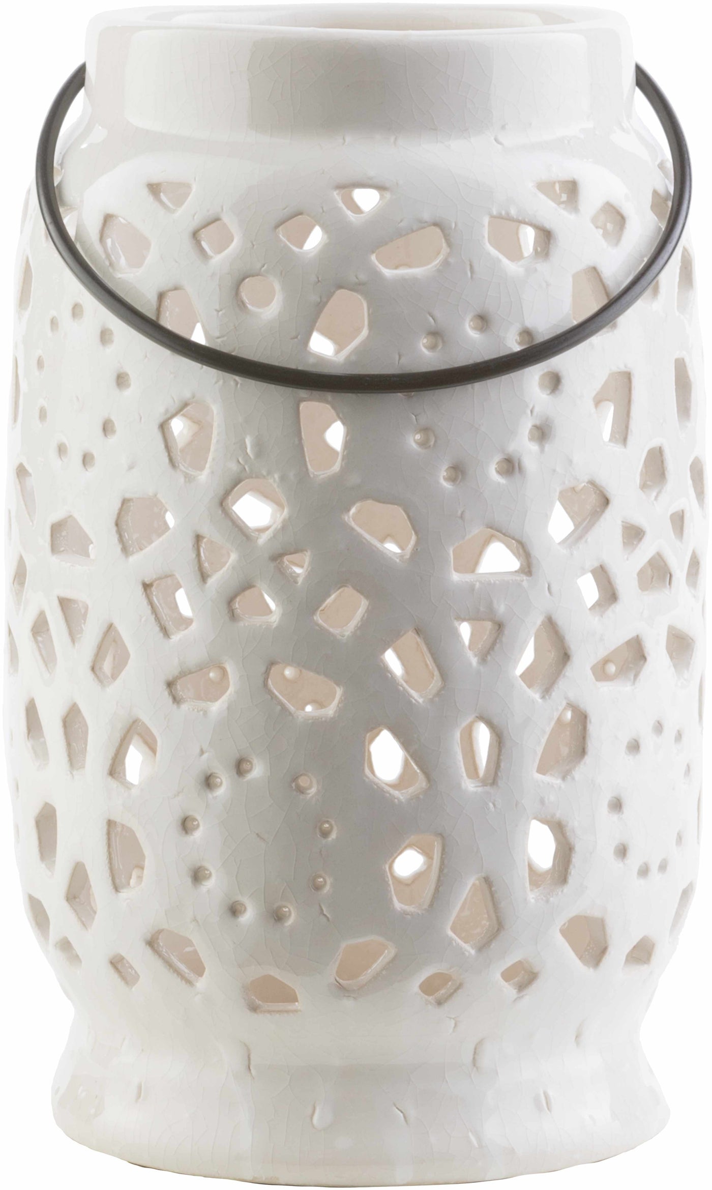 Sloughhouse White Ceramic Outdoor Lantern by Boutique Rugs
