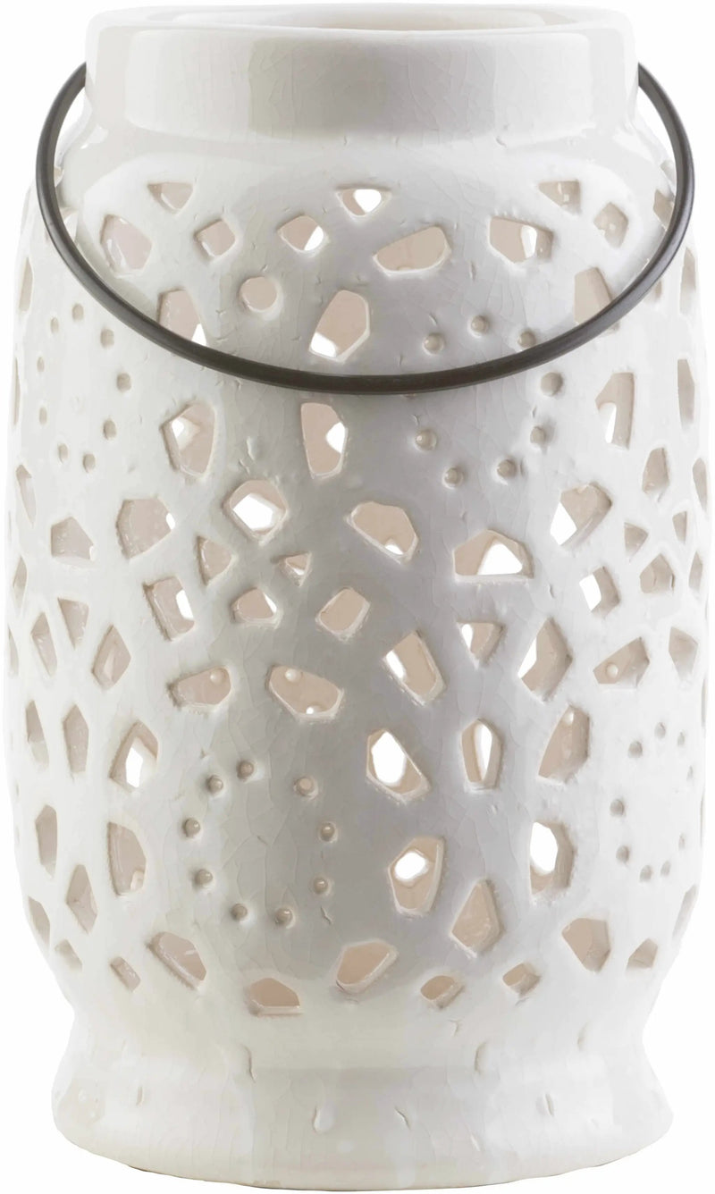 Sloughhouse White Ceramic Outdoor Lantern by Boutique Rugs