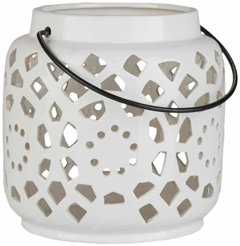 Sloughhouse White Ceramic Outdoor Lantern by Boutique Rugs