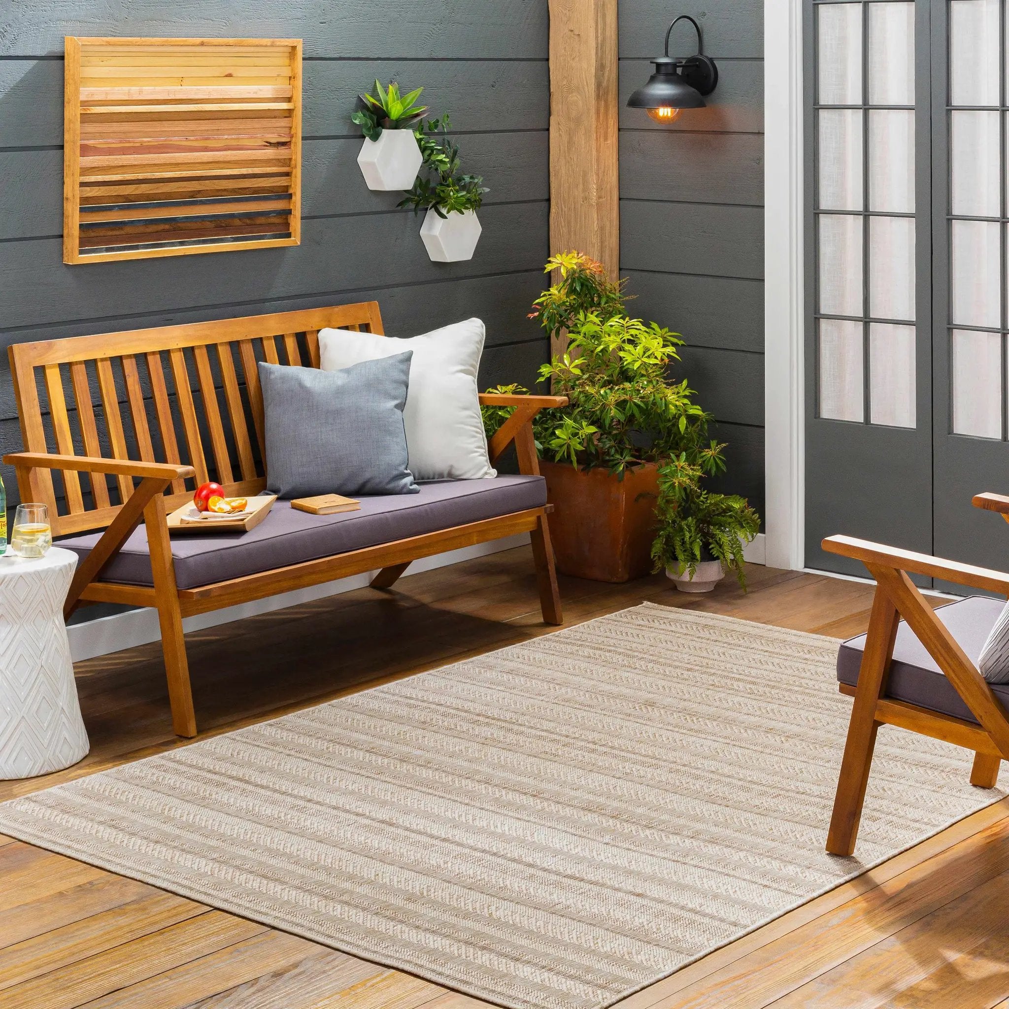 Sultanhisar Striped Nordic Outdoor Rug by Boutique Rugs