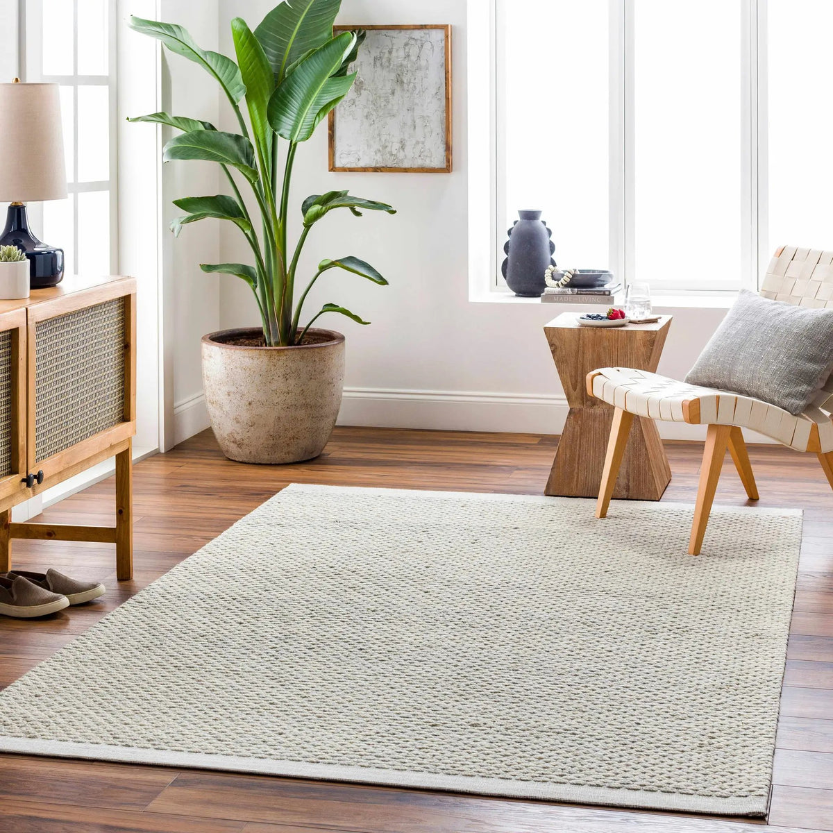 Cream Emlen Area Rug - Clearance, installed in a room