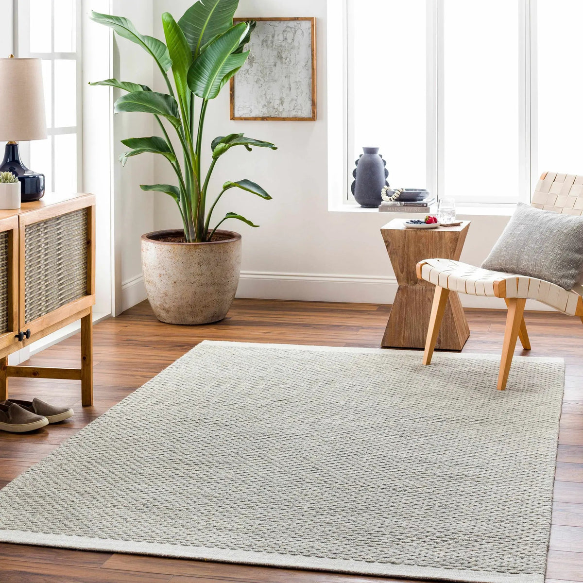 Light Brown Emlen Area Rug - Clearance, installed in a room