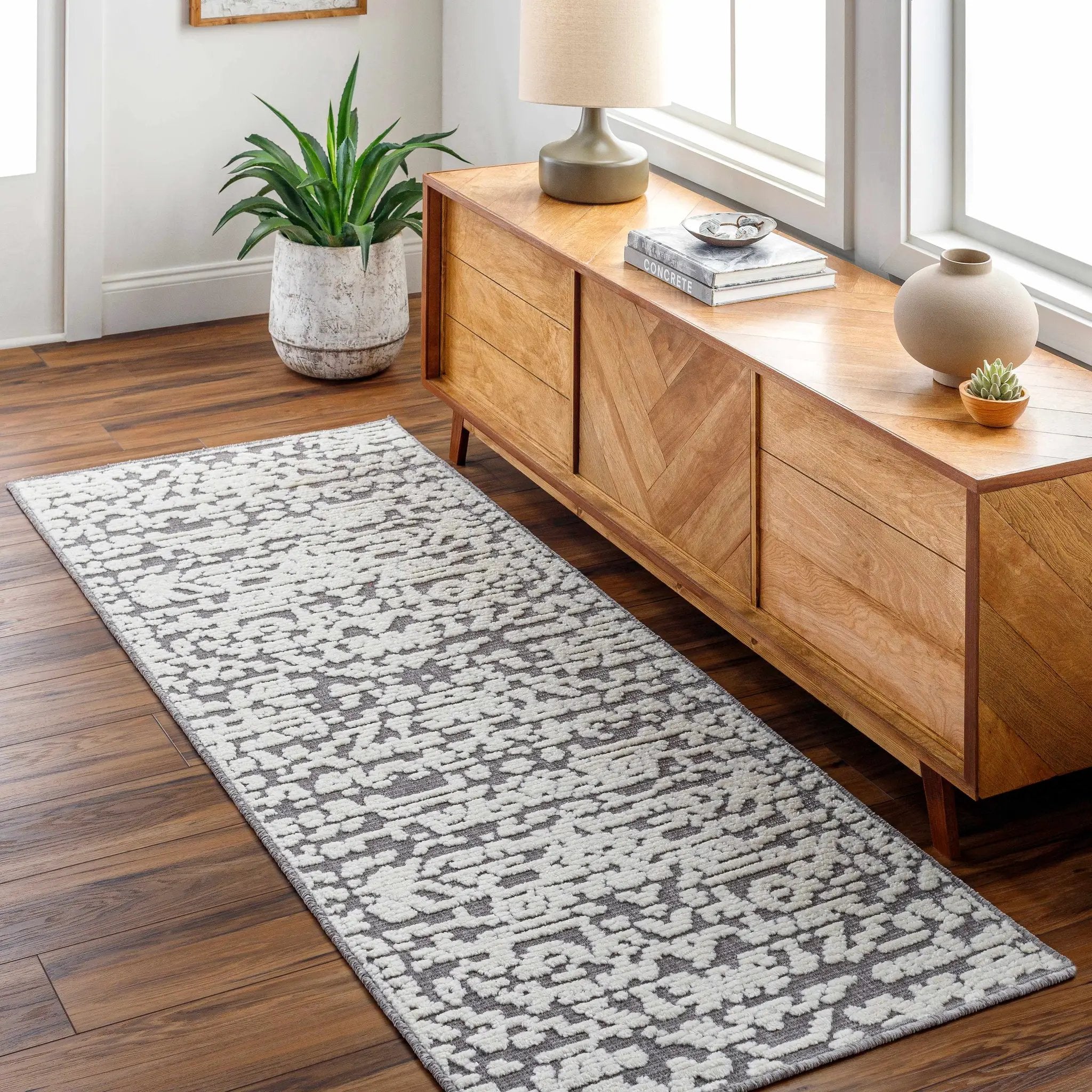 Beren Gray Washable Area Rug - Clearance by Boutique Rugs