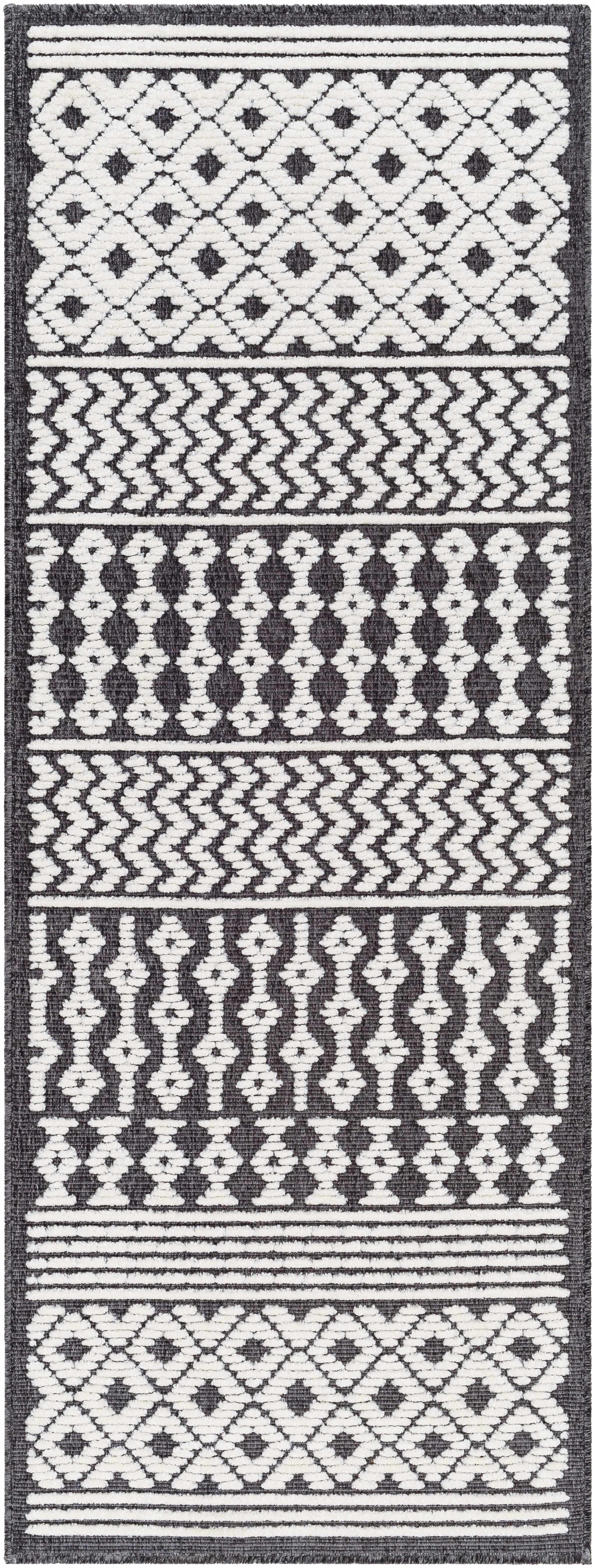 Drago Black Trellis Washable Rug - Clearance by Boutique Rugs