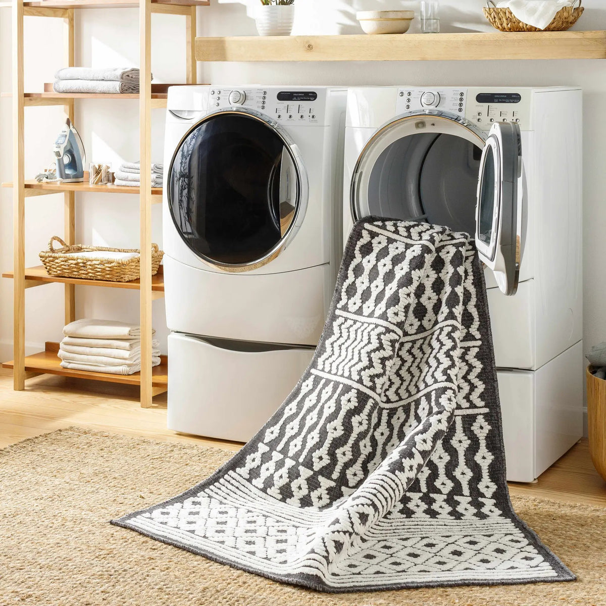 Drago Black Trellis Washable Rug - Clearance, photo 8 of 10