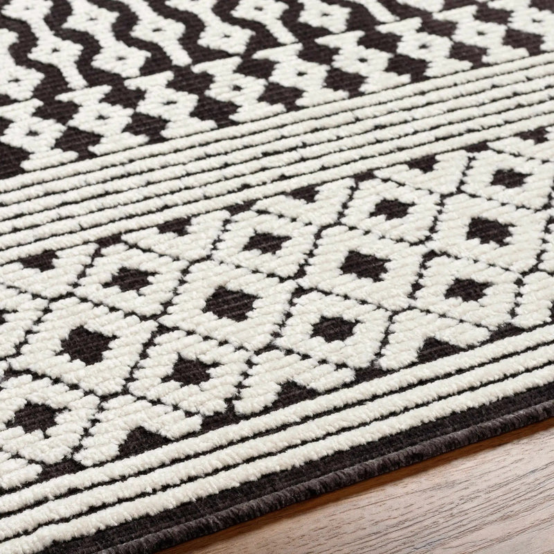 Drago Black Trellis Washable Rug - Clearance by Boutique Rugs