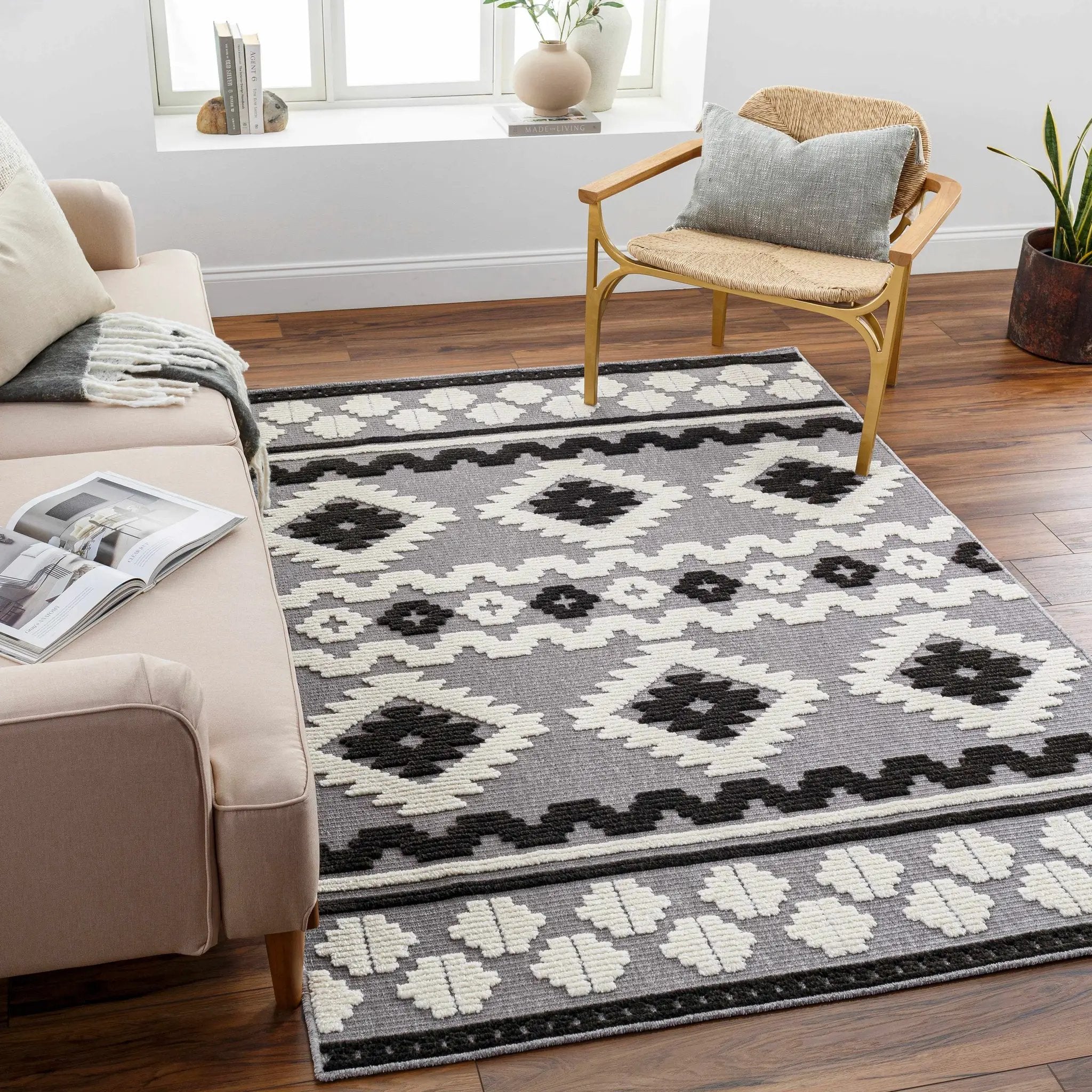 Noki Washable Textured Southwestern Rug - Clearance by Boutique Rugs
