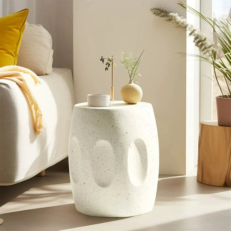 Modern Concrete Drum Side Table – Indoor & Outdoor Accent End Table by House Of Avana