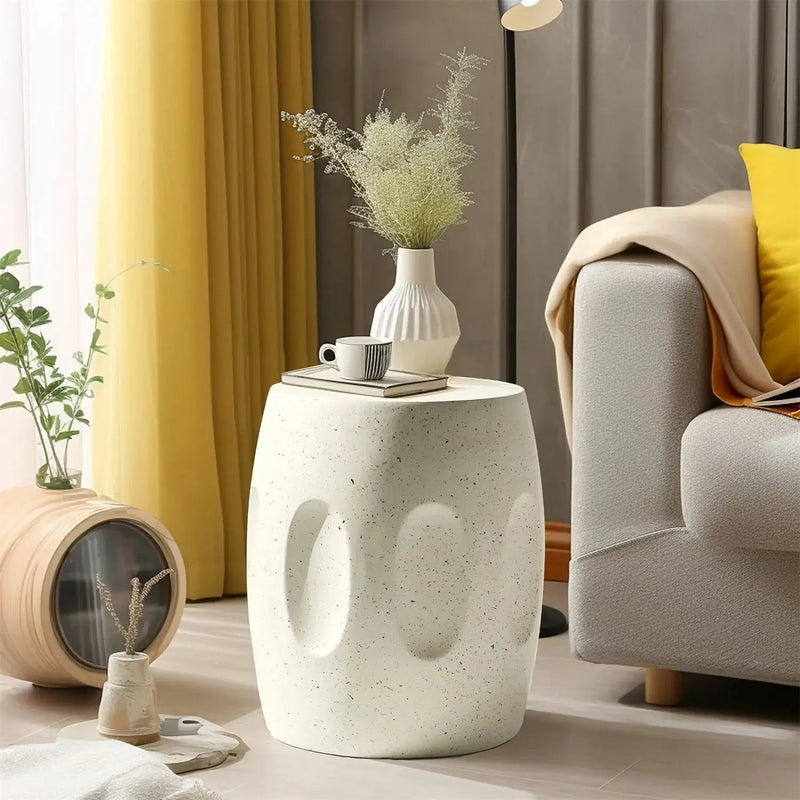 Modern Concrete Drum Side Table – Indoor & Outdoor Accent End Table by House Of Avana