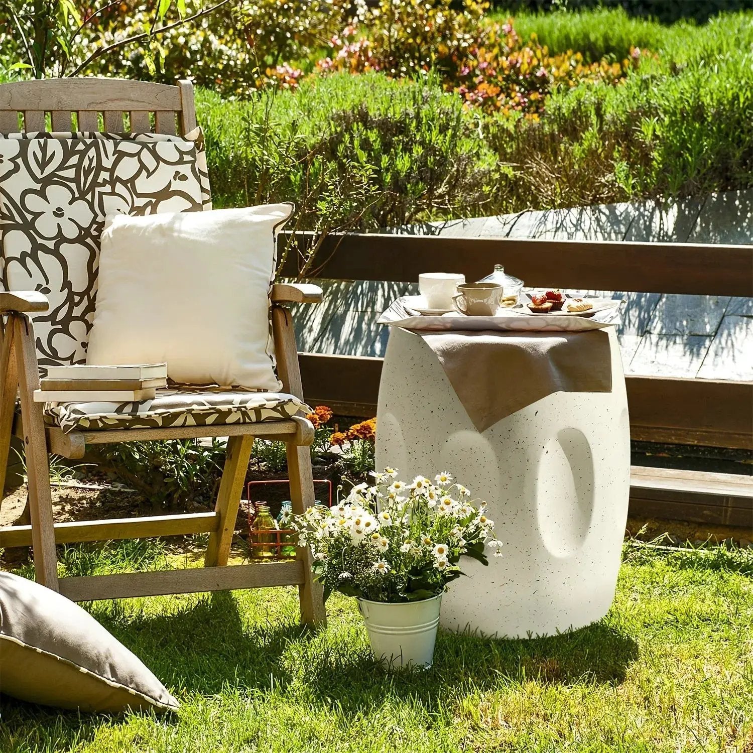 Modern Concrete Drum Side Table – Indoor & Outdoor Accent End Table by House Of Avana
