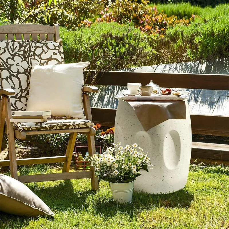 Modern Concrete Drum Side Table – Indoor & Outdoor Accent End Table by House Of Avana