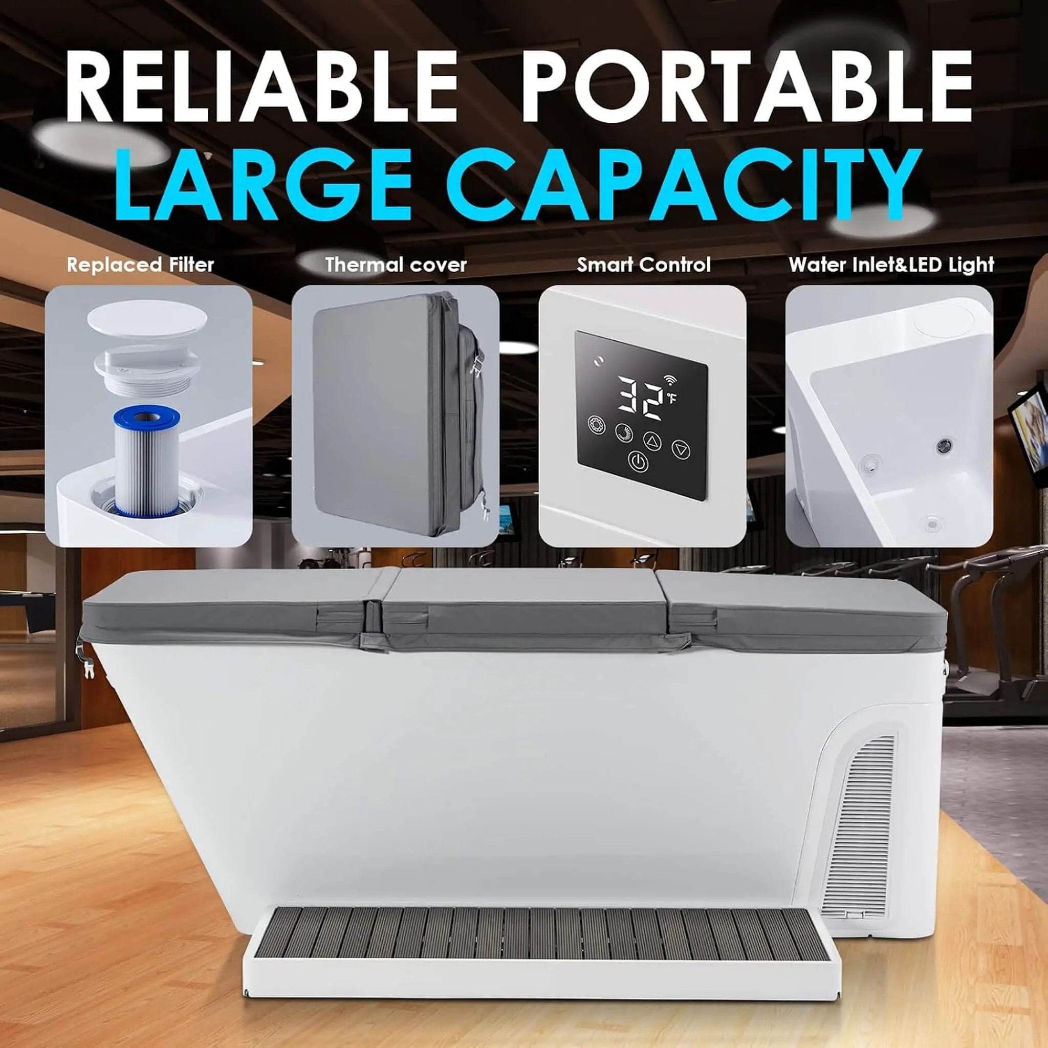 CSC Smart 1-Piece Freestanding Full-Body All-In-One Cold Plunge Tub With Built-In Water Chiller (SAK56280) by SAKSBY WHOLESALE