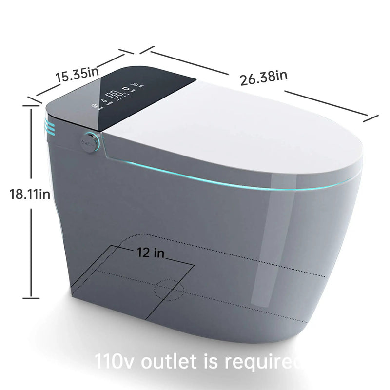 Nuvia Smart Auto Dual Flush Tankless Toilet With Heated Bidet, Auto Open And Close (SAK37415) by SAKSBY WHOLESALE