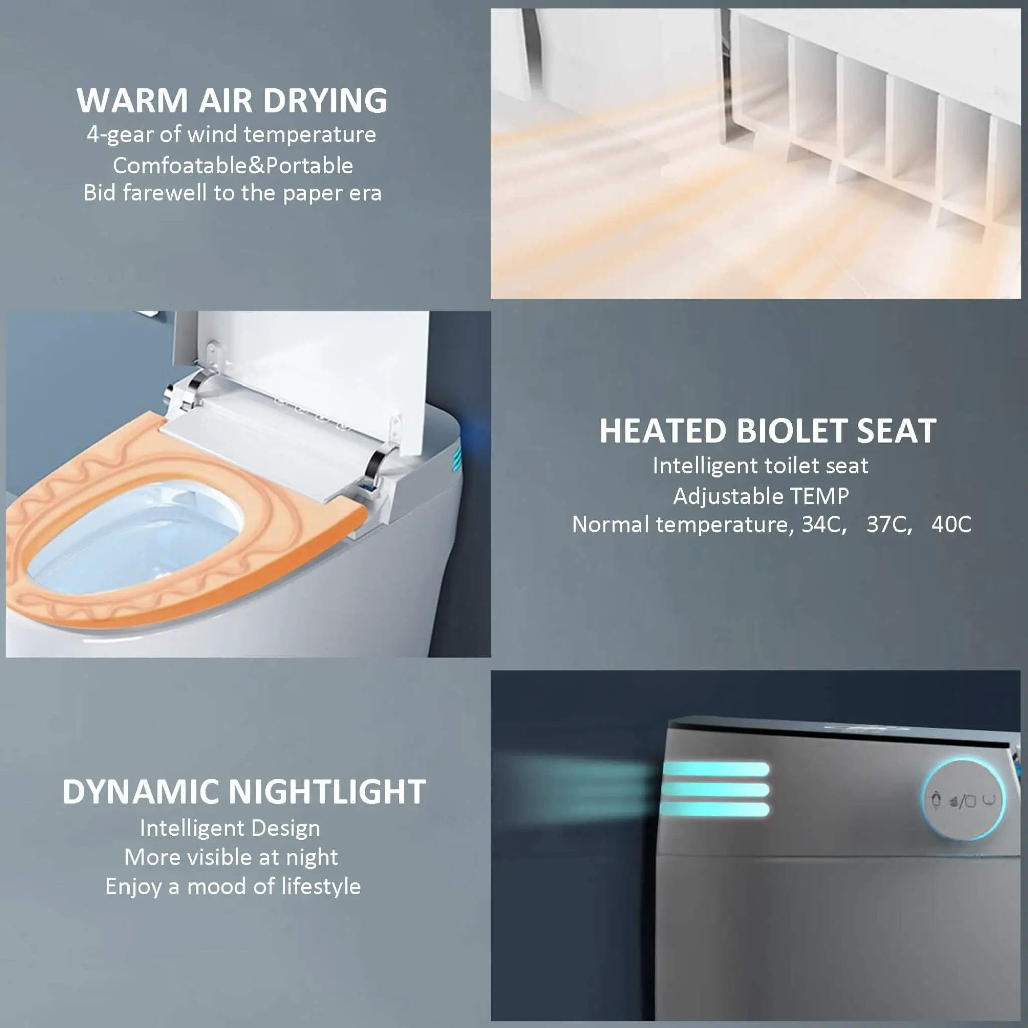 Nuvia Smart Auto Dual Flush Tankless Toilet With Heated Bidet, Auto Open And Close (SAK37415) by SAKSBY WHOLESALE