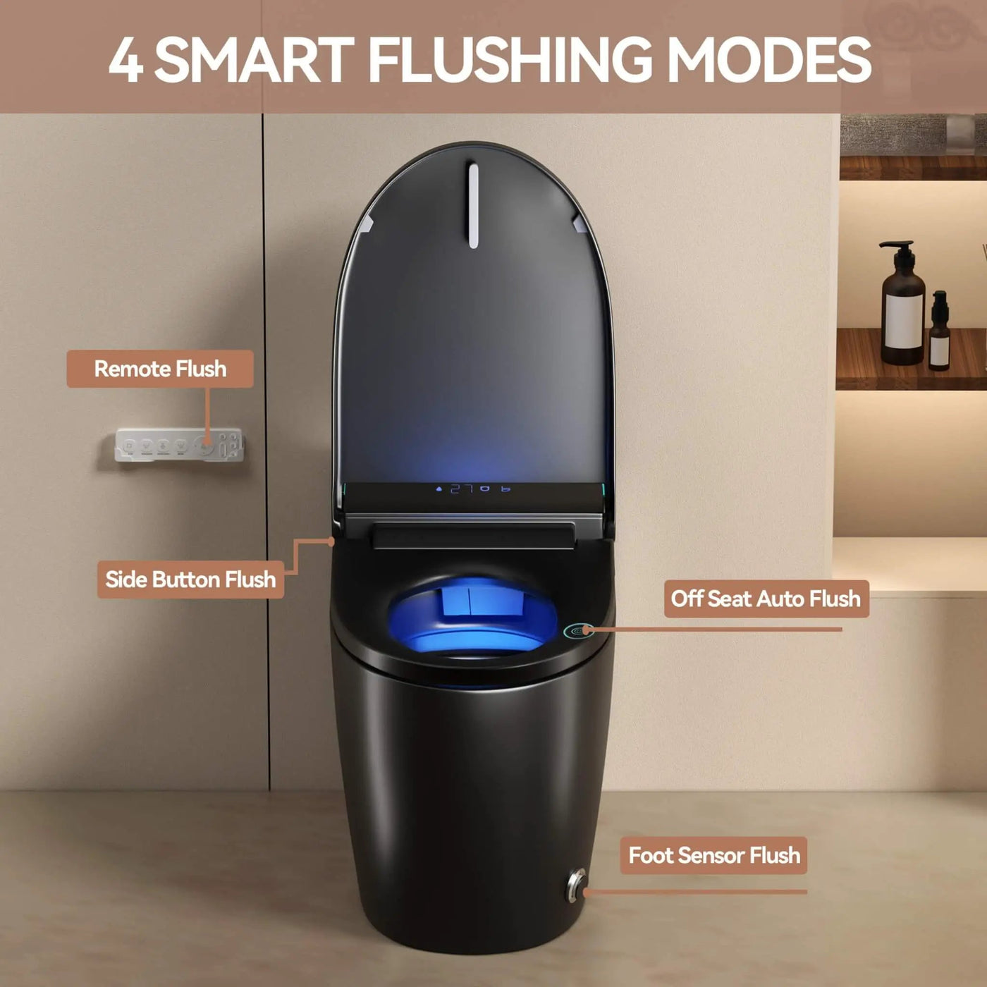 Smart One-Piece Bidet Toilet With Auto Open/Close Seat And Dryer (SAK86135) by SAKSBY WHOLESALE