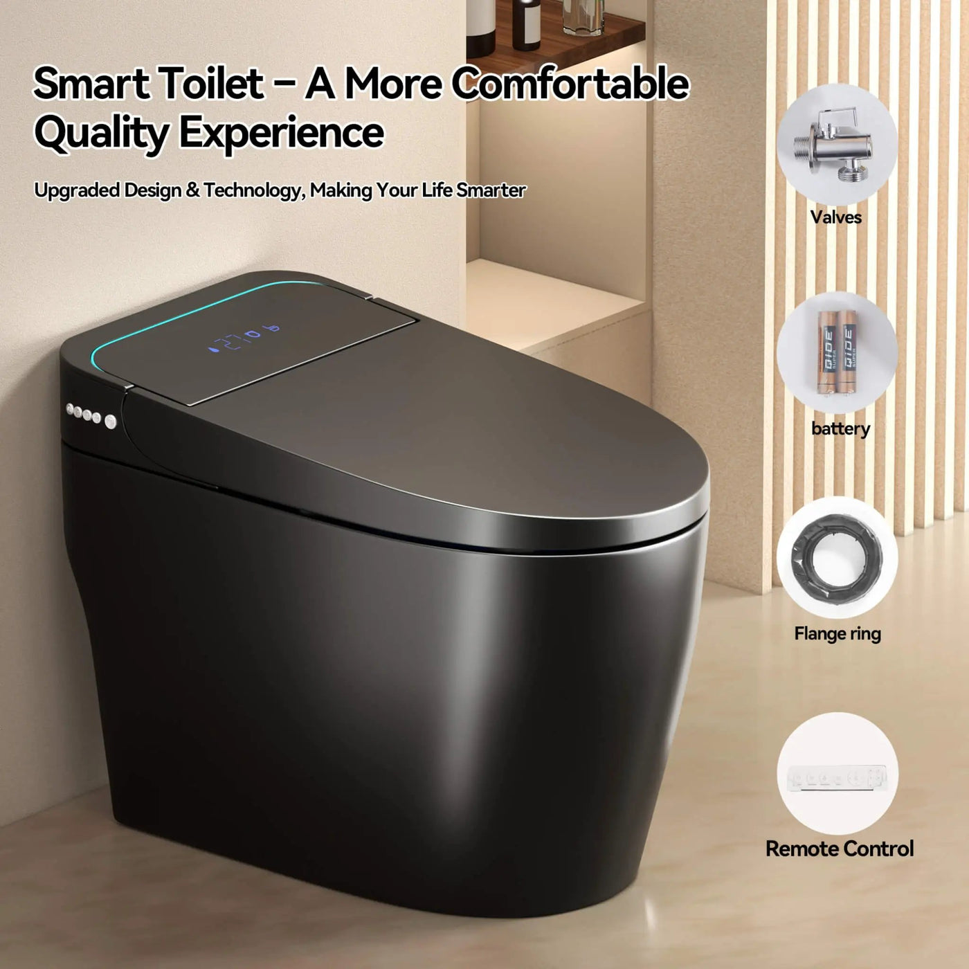 Smart One-Piece Bidet Toilet With Auto Open/Close Seat And Dryer (SAK86135) by SAKSBY WHOLESALE
