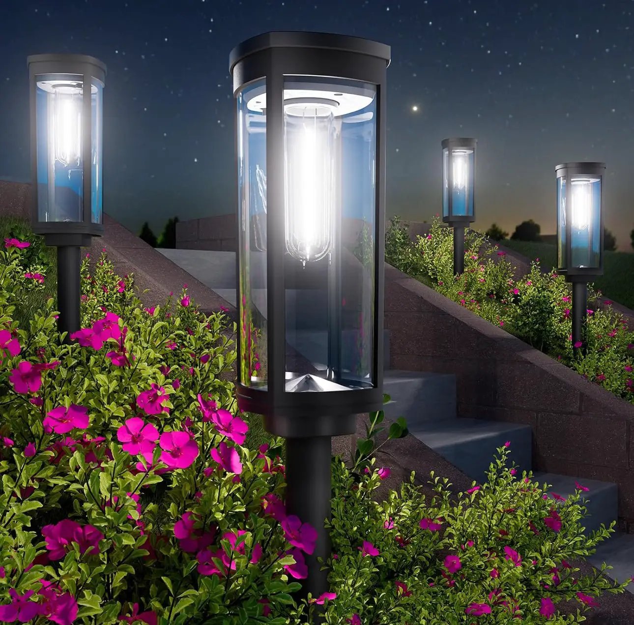 SmartYard 15 Lumen Bright Solar Lights Outdoor Pathway Lights Waterproof IP65, Auto On/Off 4 Pack by Outdoor Solar Outlet