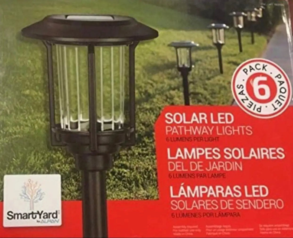 SmartYard 15-Lumen Solar Pathway Lights, Aluminum And Glass 6 Pack by Outdoor Solar Outlet