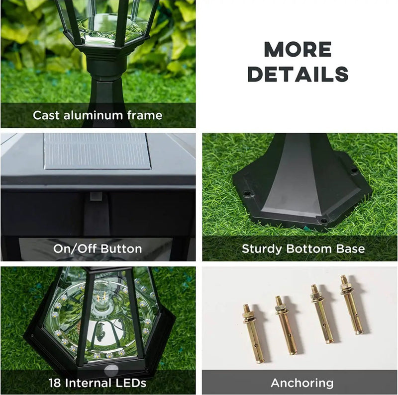 SmartYard 22" Solar Lamp Post Light, Outdoor Fixture with All Weather Aluminum, Motion Activated by Outdoor Solar Outlet