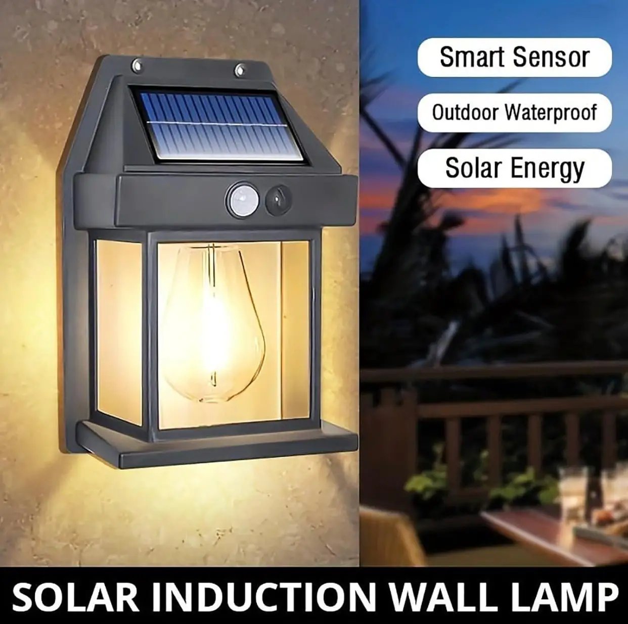 SmartYard 4 Pack Solar Sensor Motion Wall Lights Tungsten Lamps Exterior Porch Lanterns by Outdoor Solar Outlet
