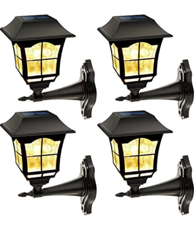 SmartYard 4 Pack Solar Wall Lantern Outdoor Wall Sconce 15 Lumens Solar Outdoor Christmas Led Light Fixture with Wall Mount Kit by Outdoor Solar Outlet