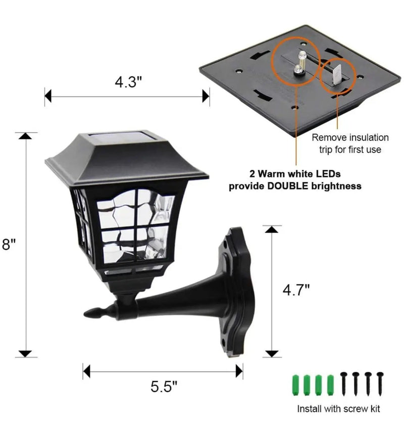 SmartYard 4 Pack Solar Wall Lantern Outdoor Wall Sconce 15 Lumens Solar Outdoor Christmas Led Light Fixture with Wall Mount Kit by Outdoor Solar Outlet