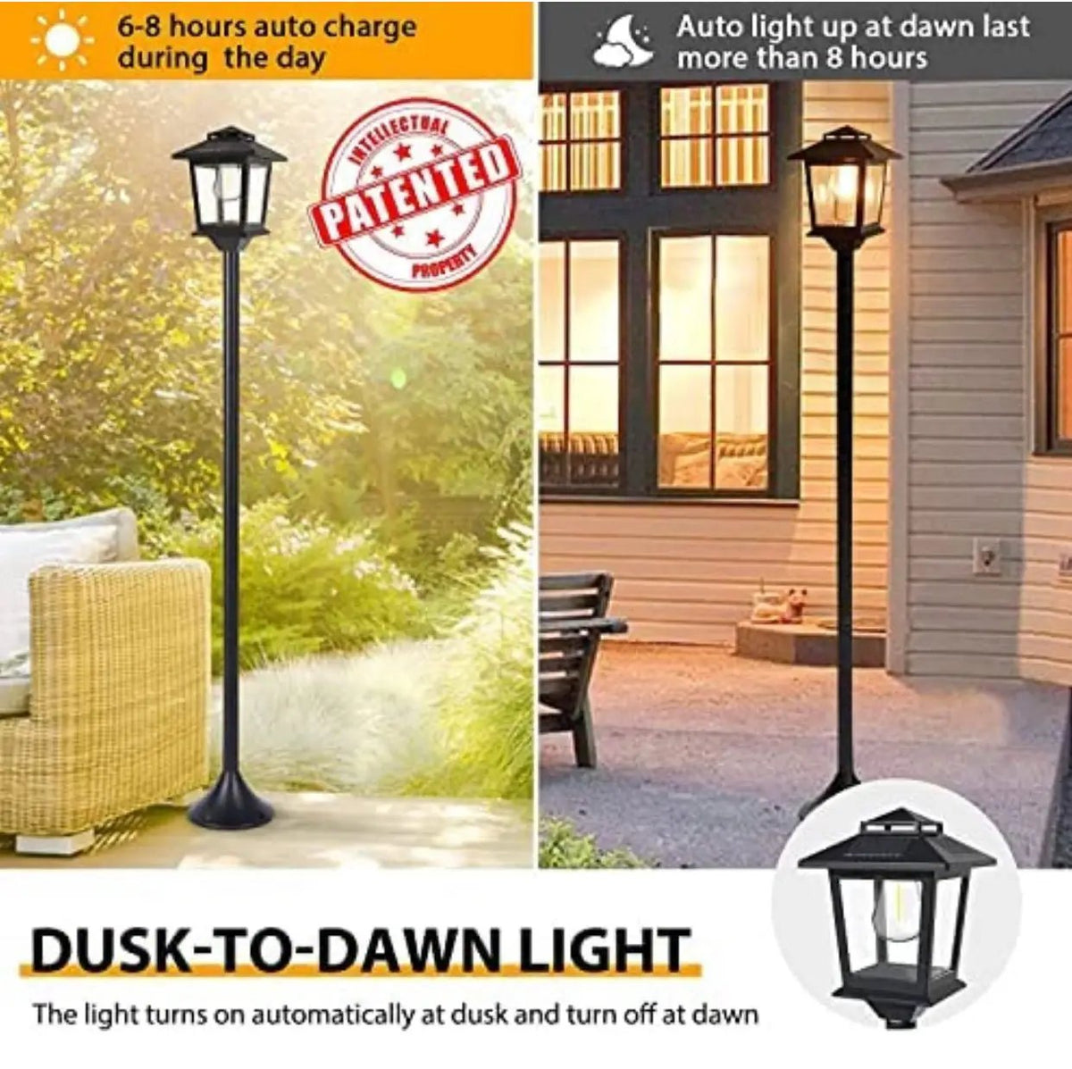 SmartYard 63" Solar Lamp Post Lights Outdoor 2 Pack ,Aluminum Floor Lamp,Waterproof Solar Powered Street Lights for Garden Warm White by Outdoor Solar Outlet