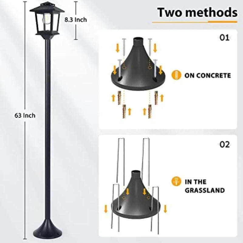 SmartYard 63" Solar Lamp Post Lights Outdoor 2 Pack ,Aluminum Floor Lamp,Waterproof Solar Powered Street Lights for Garden Warm White by Outdoor Solar Outlet