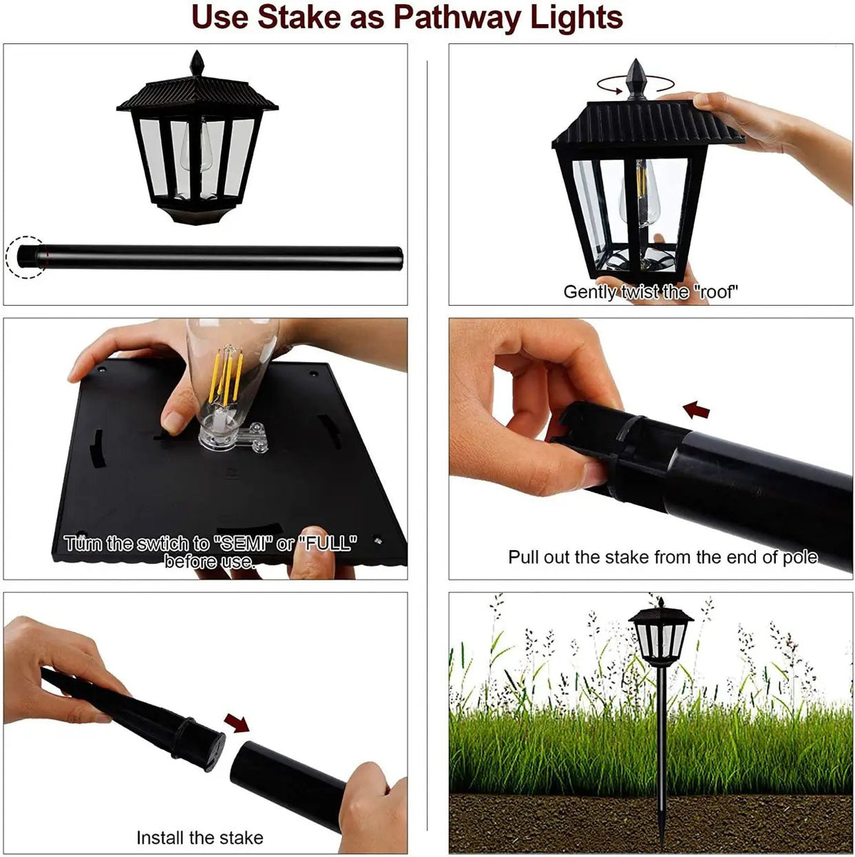 SmartYard 67 Inch Solar Lamp Post Lights, 100 Lumen Solar Powered Vintage Street Lights Outdoor, Warm White LED Edison Bulb Solar Post Light by Outdoor Solar Outlet