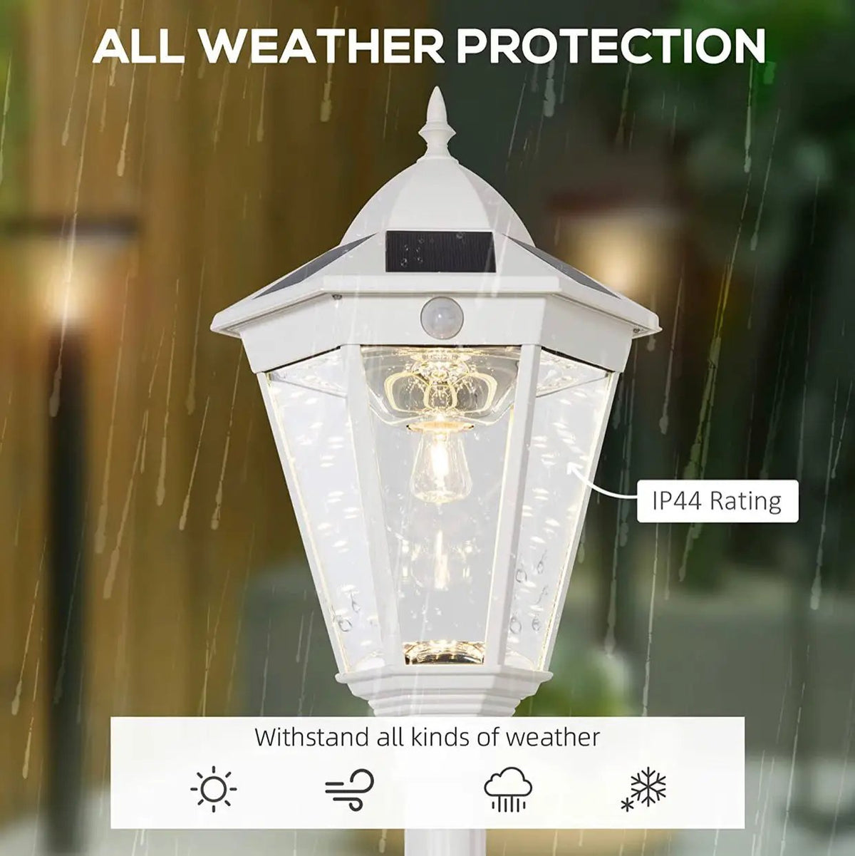 SmartYard 77" Solar Lamp Post Light, Waterproof Aluminum And Glass Outdoor Vintage Post Lamp by Outdoor Solar Outlet