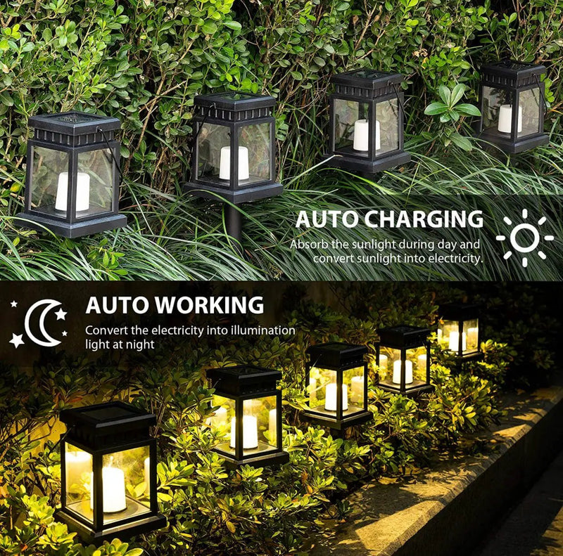 SmartYard 8 Pack Solar Pathway 10 lumen Hanging Candle Lantern Light- Warm White by Outdoor Solar Outlet