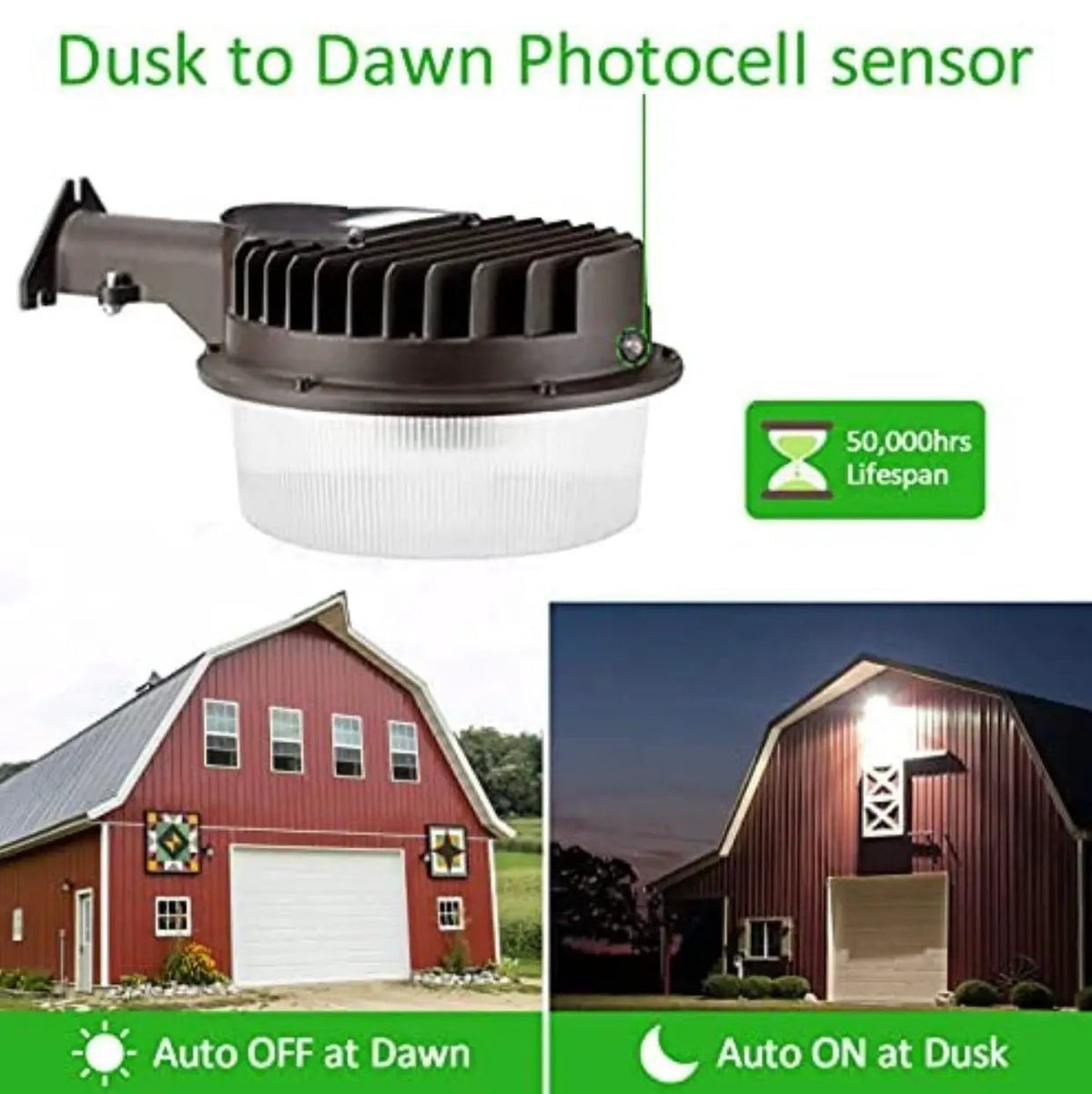 SmartYard LED Barn Light , 5000K Daylight 2000LM Dusk to Dawn LED Outdoor Yard Light with Photocell by Outdoor Solar Outlet