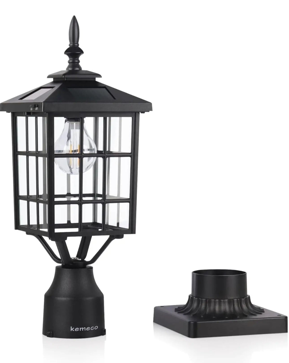 SmartYard LED Cast Aluminum Solar Post Light Fixture with 3-Inch Fitter Base for Outdoor Garden Post Pole Mount by Outdoor Solar Outlet