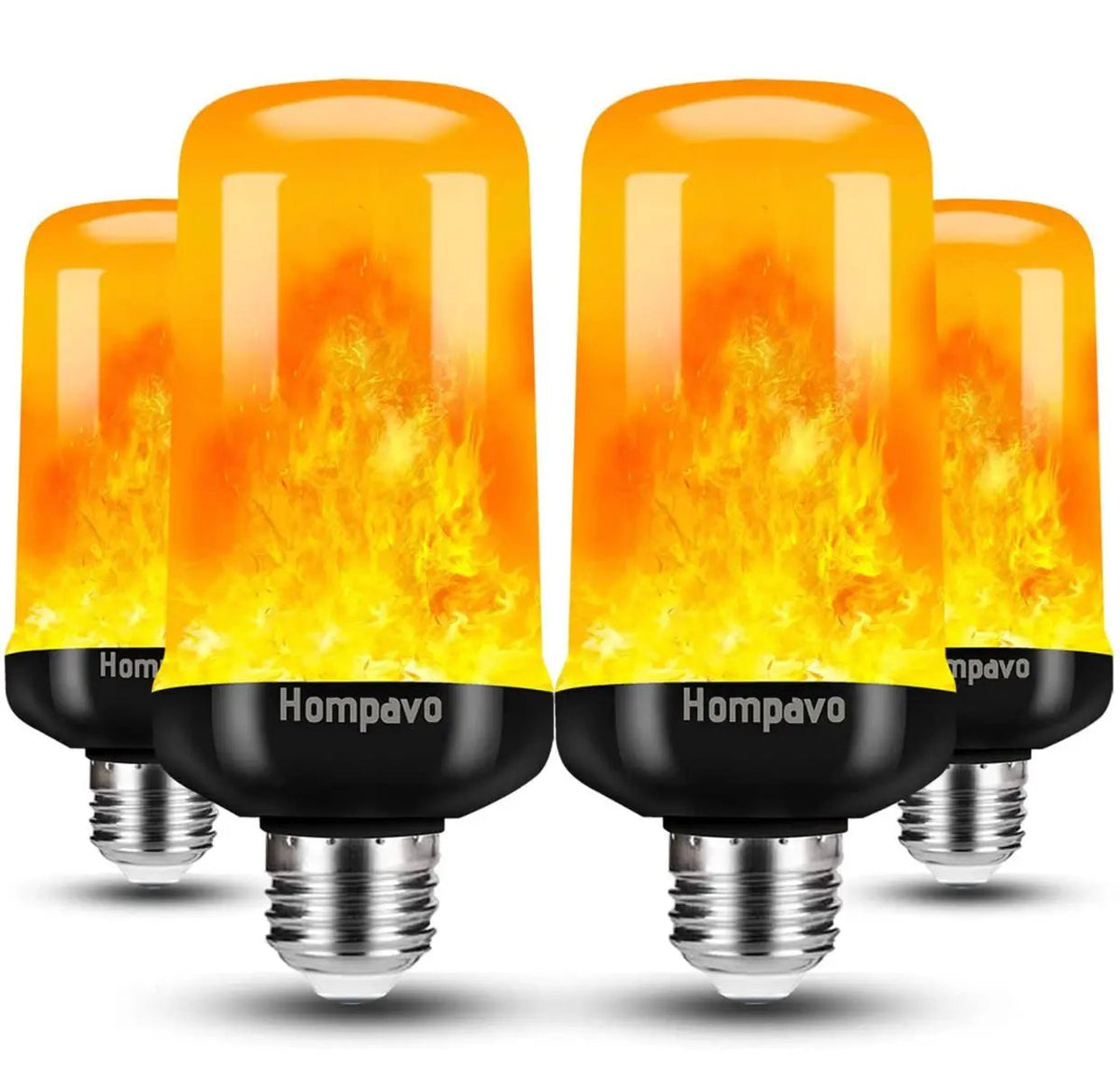 SmartYard LED Flame Light Bulb, 4 Modes Flickering Light Bulbs with Upside Down Effect (4-Pack) by Outdoor Solar Outlet
