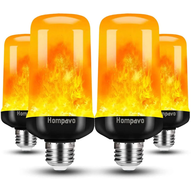 SmartYard LED Flame Light Bulb, 4 Modes Flickering Light Bulbs with Upside Down Effect (4-Pack) by Outdoor Solar Outlet