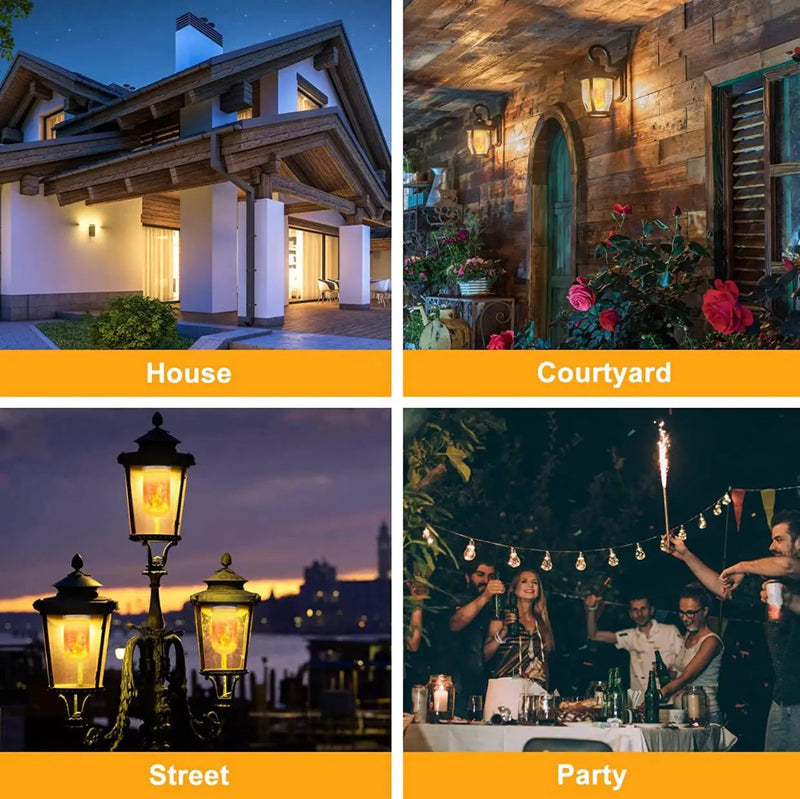 SmartYard LED Flame Light Bulb, 4 Modes Flickering Light Bulbs with Upside Down Effect (4-Pack) by Outdoor Solar Outlet