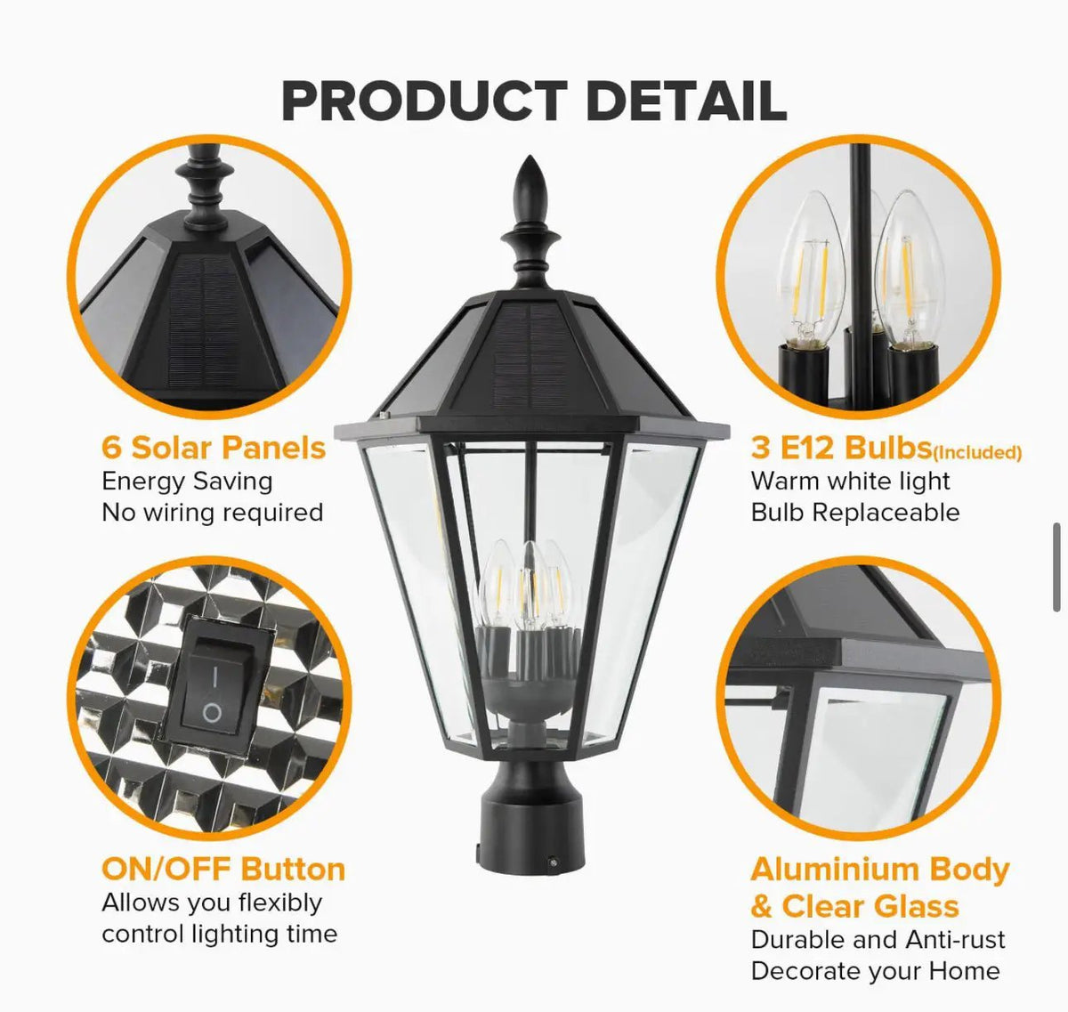 SmartYard LED Post Solar Light 22’ Outdoor,Dusk to Dawn Vintage Street Lights, 300LM, 2700K,Cast Aluminum by Outdoor Solar Outlet