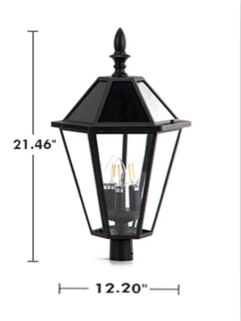SmartYard LED Post Solar Light 22’ Outdoor,Dusk to Dawn Vintage Street Lights, 300LM, 2700K,Cast Aluminum by Outdoor Solar Outlet