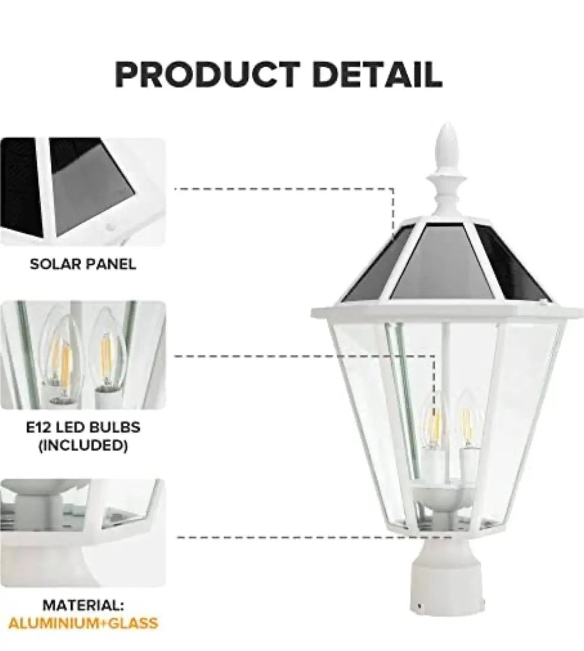 SmartYard LED Post Solar Light 22’ Outdoor,Dusk to Dawn Vintage Street Lights, 300LM, 2700K,Cast Aluminum by Outdoor Solar Outlet