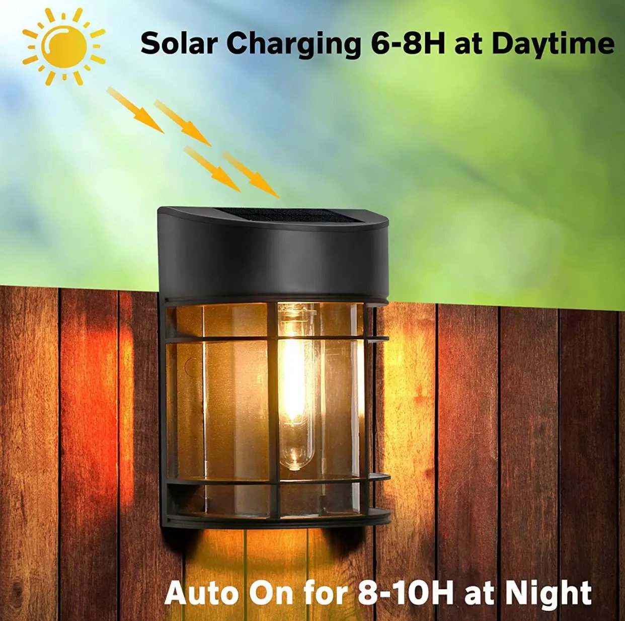 SmartYard Solar Fence Lights Outdoor, Deck Lights LED Tungsten Filament Bulb Vintage Style 8-Pack by Outdoor Solar Outlet