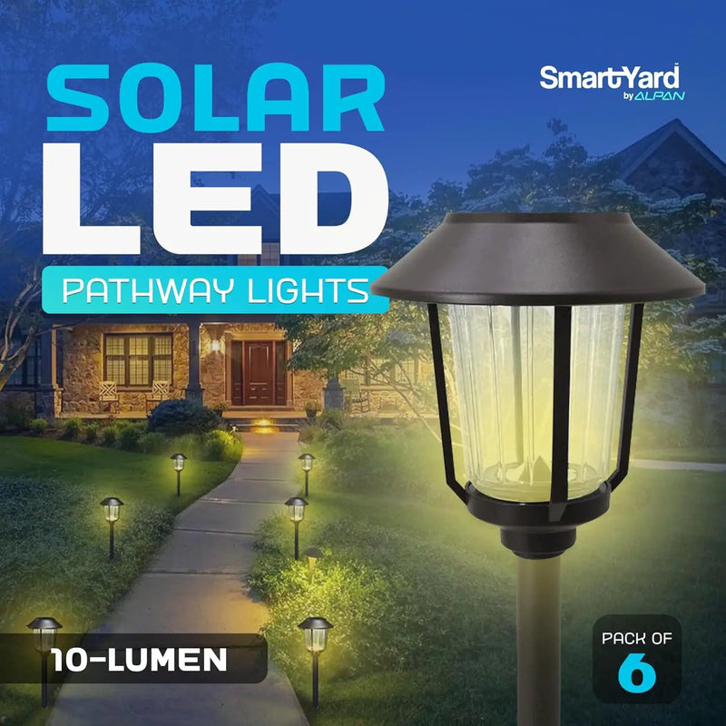 Smartyard Solar LED Large Pathway Lights 10 Lumen - 6 Pack by Outdoor Solar Outlet