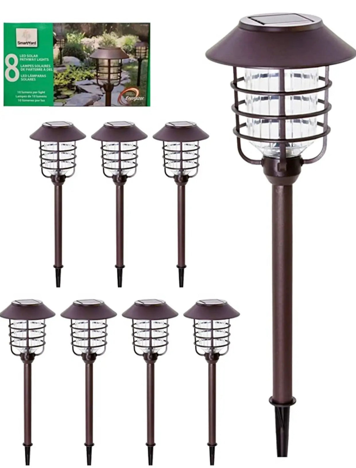 Smartyard Solar LED Large Pathway Lights Oil Rubbed Bronze 8-Pk by Outdoor Solar Outlet