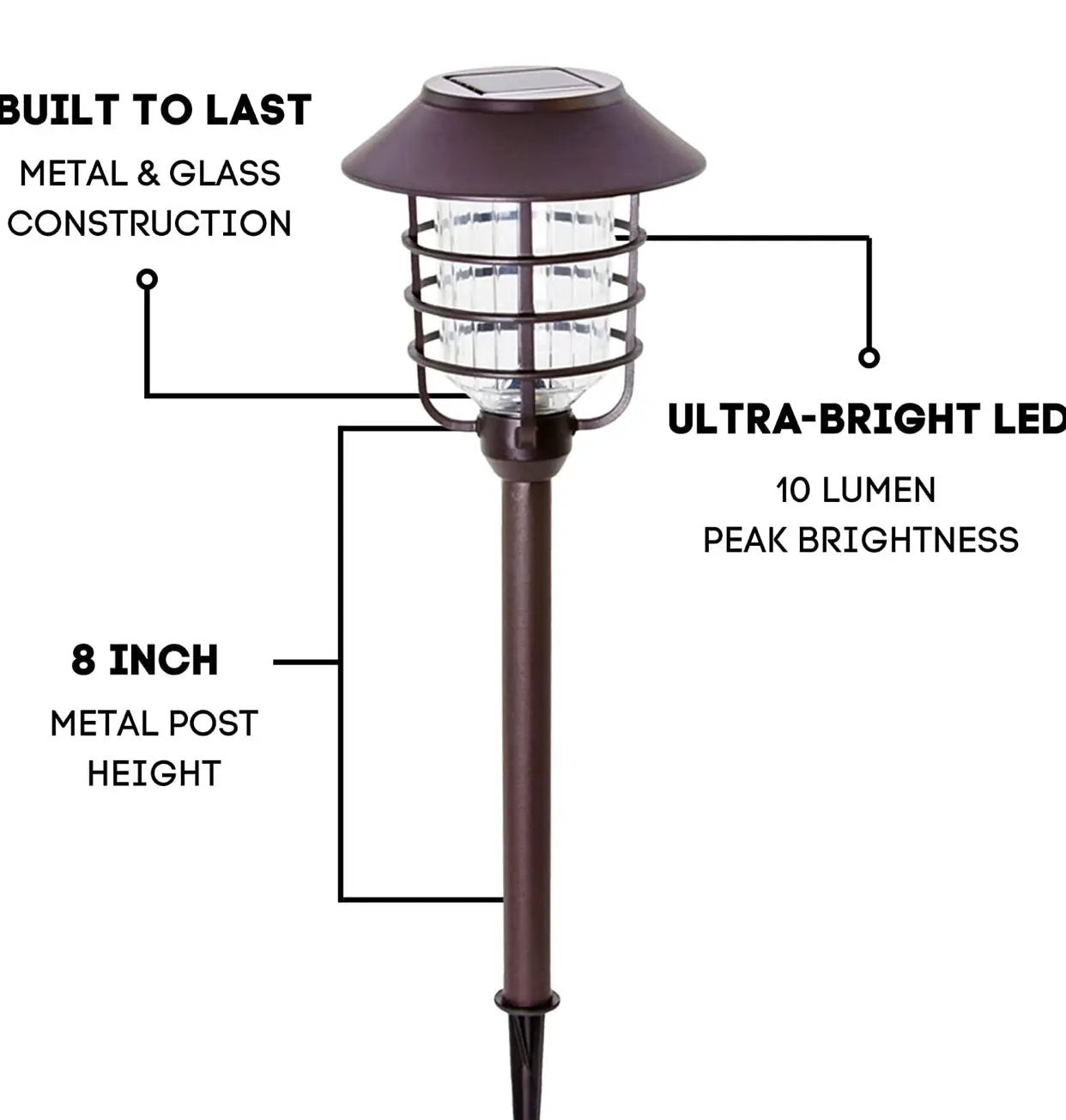 Smartyard Solar LED Large Pathway Lights Oil Rubbed Bronze 8-Pk by Outdoor Solar Outlet
